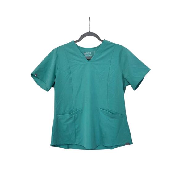 Figs Technical Collection Mint Green V-Neck Medical Scrub Top, Women's Medium - Picture 1 of 10